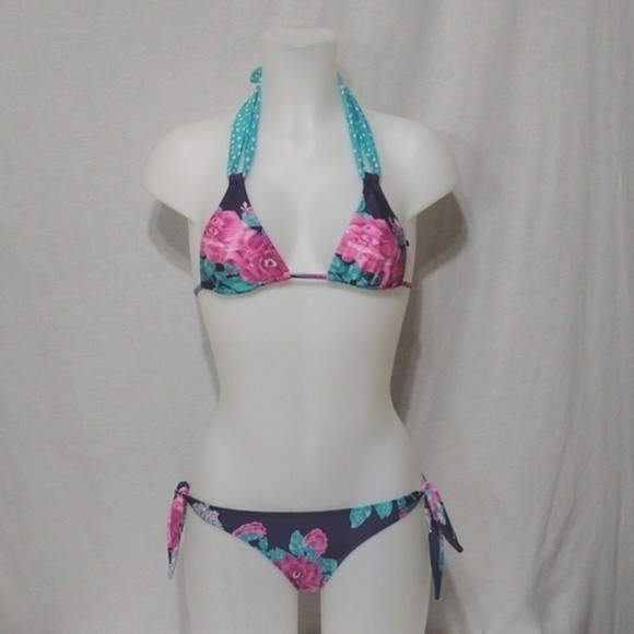NWT VIX Paula Hermanny Floral Teeny Triangle 2 Piece Bikini Swimsuit Set Small